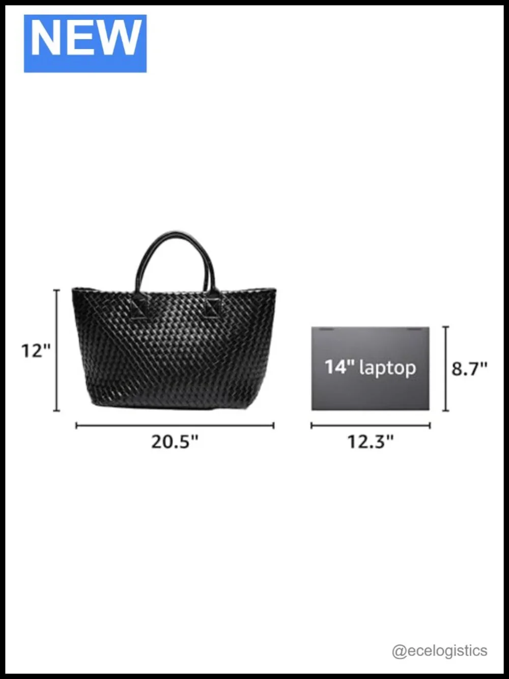 Woven Vegan Leather Tote Bag Large Capacity Shoulder Shopper